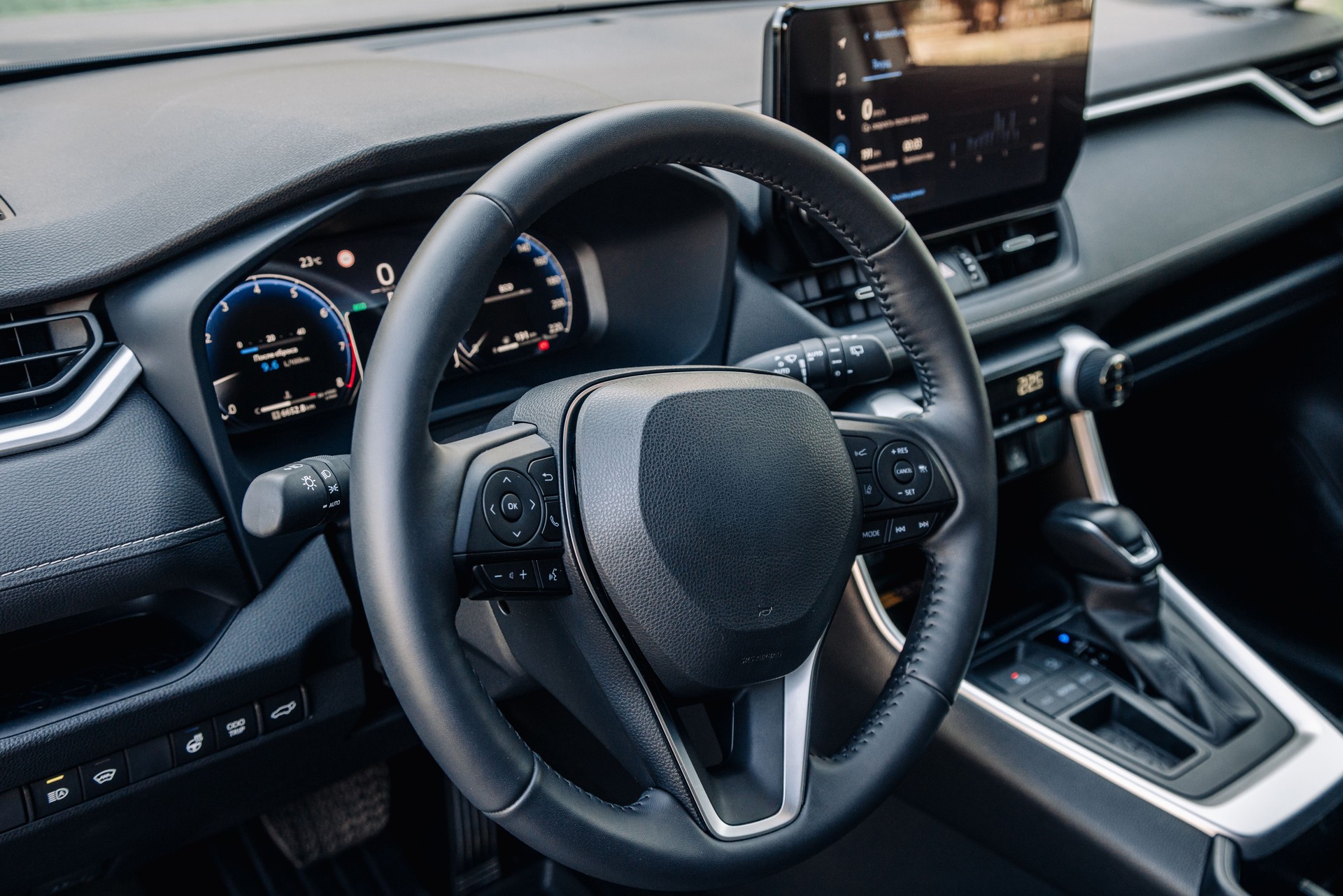 Close-up of the interior of a modern automobile.